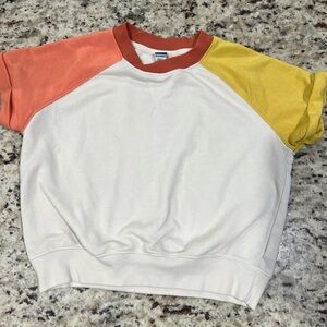 Old Navy SS Sweatshirt with Orange and Yellow Sleeves